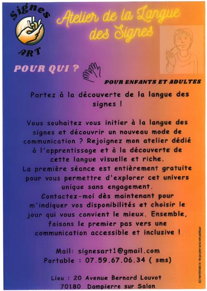 Atelier langue des signes Atelier langue des signes