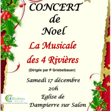 Concert de noël : La musicale des 4 Rivières